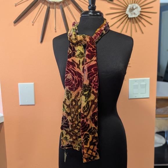 Handmade Accessories - NWT Handmade Zona Scarf Velvet Ava Whimsigoth Burnout Long Boho Chic Y2K Gypsy